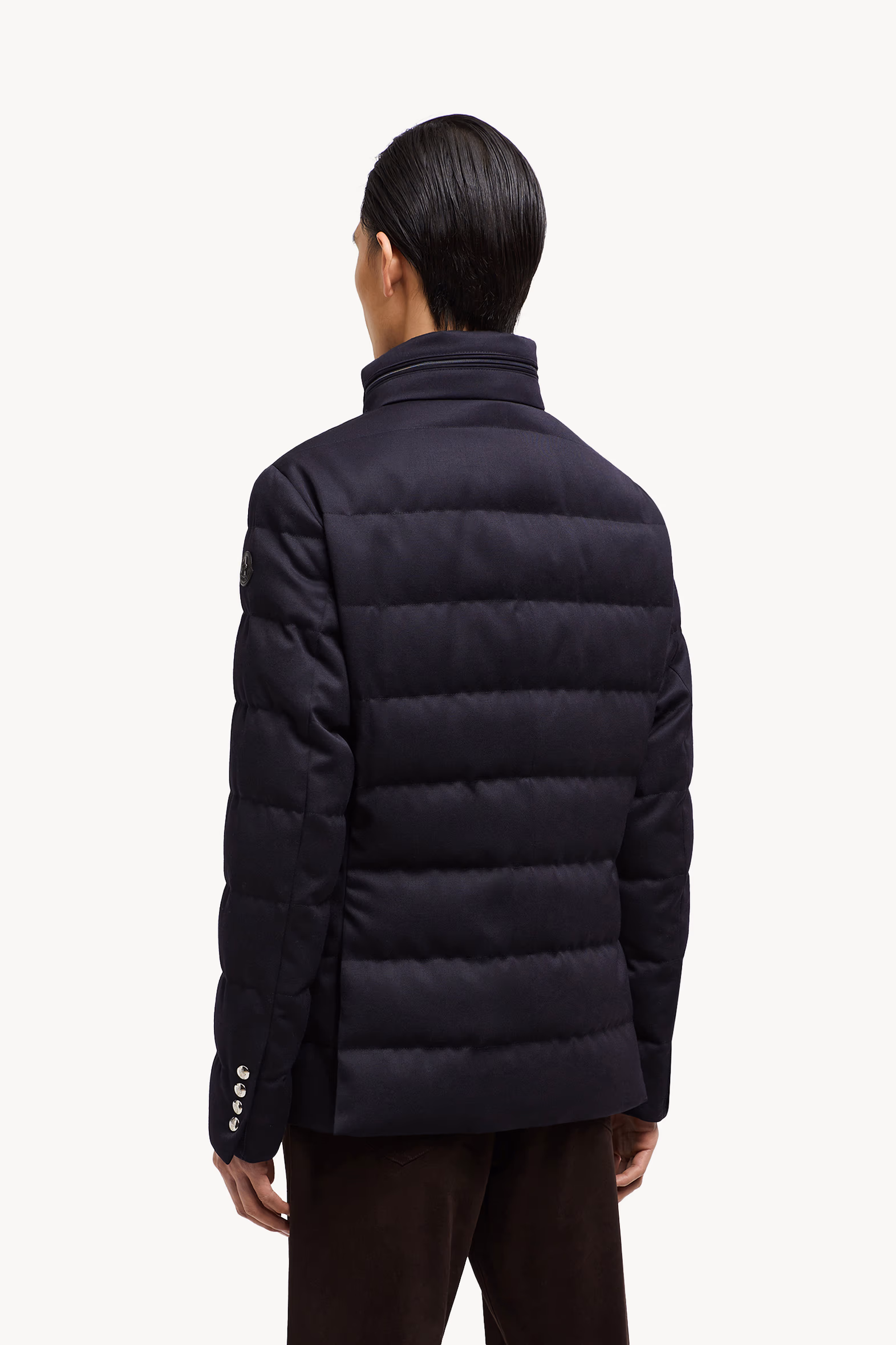 Bess Hooded Wool Short Down Jacket Navy Blue Moncler 5